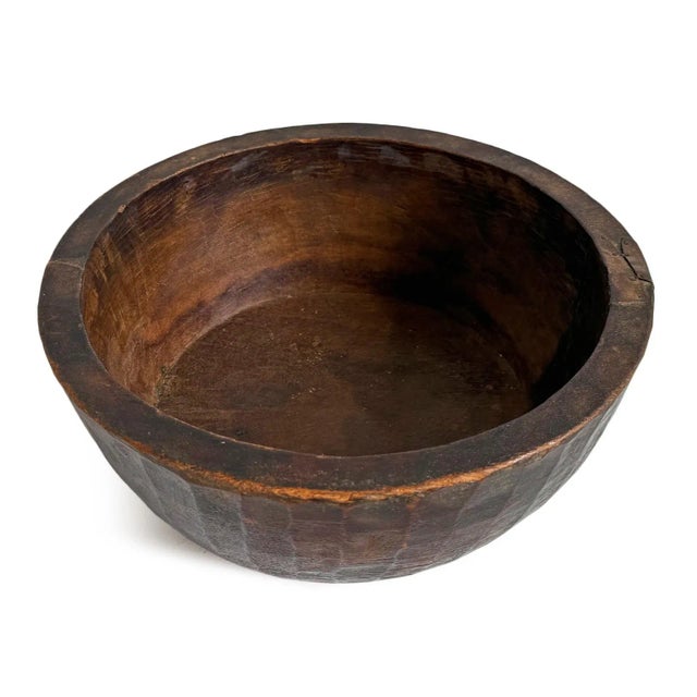Rustic Vintage Wood India Teak Bowl For Sale - Image 3 of 9