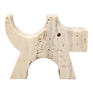 1970s Original Travertine Scottish Terrier Sculpture by Enzo Mari for F.lli Mannelli For Sale
