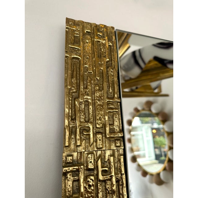 Gilt Brass Sculpture Mirror by Luciano Frigerio, Italy, 1970s For Sale - Image 10 of 13