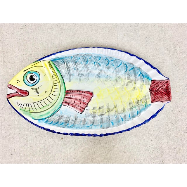 Vintage Italian Fish Serving Platter. Handmade in Italy. Colorful and fun. Perfect for entertaining this spring and summer...