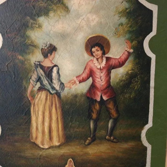 Oversized Vintage Four-Paneled Screen With Hand Painted Scenes C1940 For Sale - Image 6 of 9