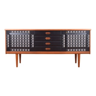 Mid-Century Op-Art Hand-Painted Teak Sideboard by Gustav Bahus, 1960s For Sale