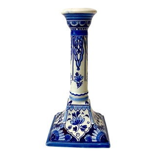 Mid-Century Dutch Delft Ceramic Candlestick For Sale