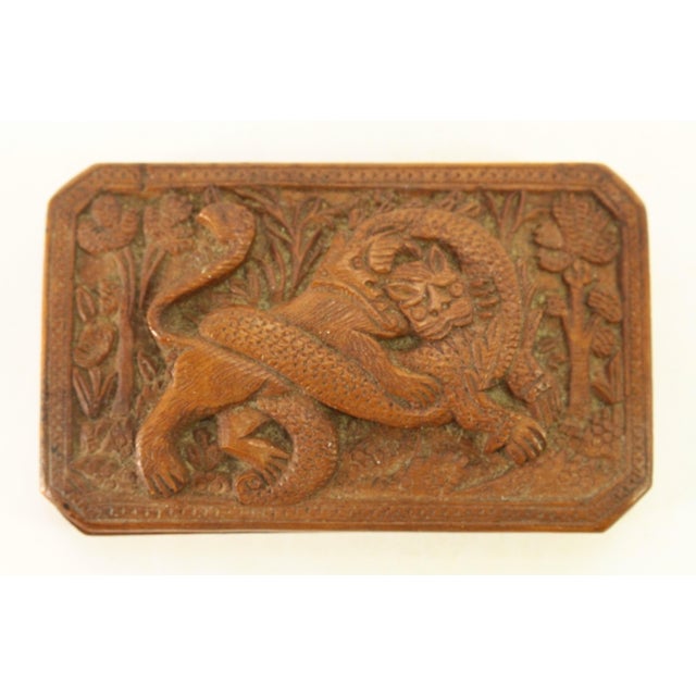 19th Century Carved Exotic Wood Scale Box With Lion & Dragon, Bali For Sale - Image 10 of 18