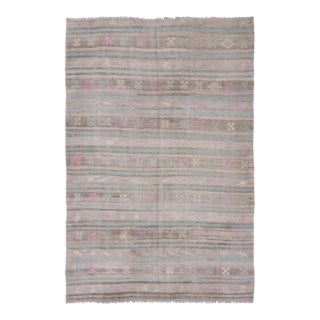 Faded Vintage Turkish Kilim Rug - 6`7 X 9`10 For Sale