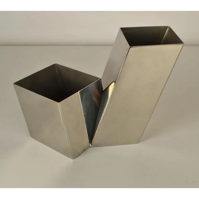 1960s Italian Sculptural Metal Vase, 1960s For Sale - Image 5 of 10