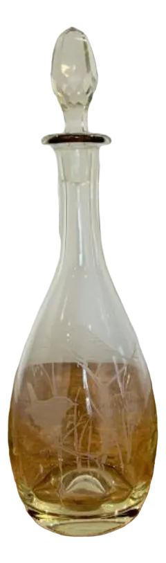 Edwardian Engraved Decorated Glass Decanter, 1910s