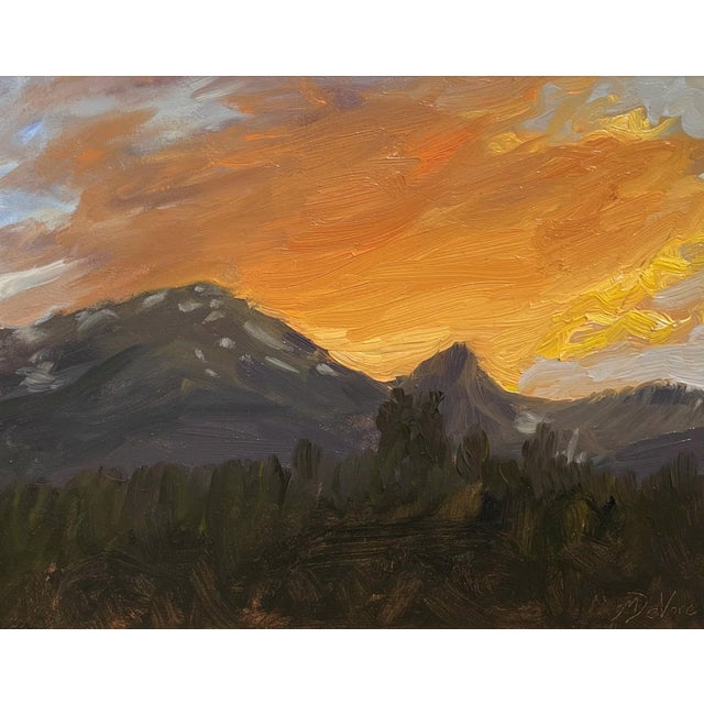 Summit County Sunset by Michael DeVore | Oil on panel Landscape with mountains at sunset For Sale