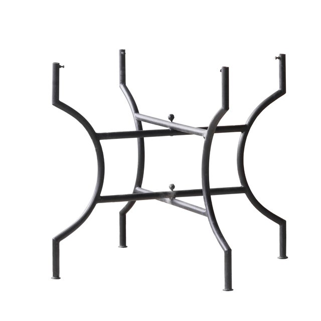 Matthew Izzo Home Moroccan Zellige Tamegroute Green Tile and Iron X Base 40" Round Bistro Table For Sale - Image 4 of 5