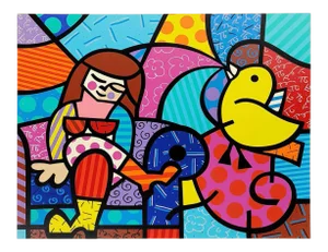 "Only You Can Hear" Contemporary Pop Art Hand Signed and Numbered Screen Print by Romero Britto