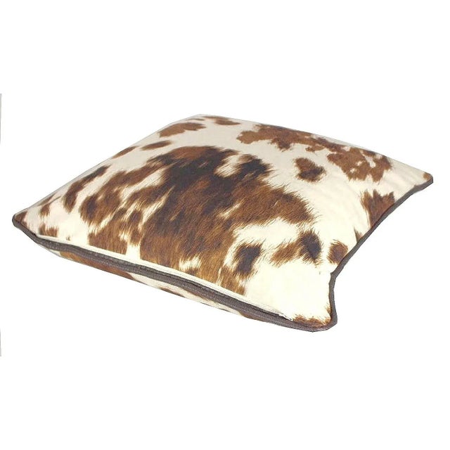 Kravet Cowhide Double Sided Velvet Pillow With Piping For Sale - Image 10 of 12