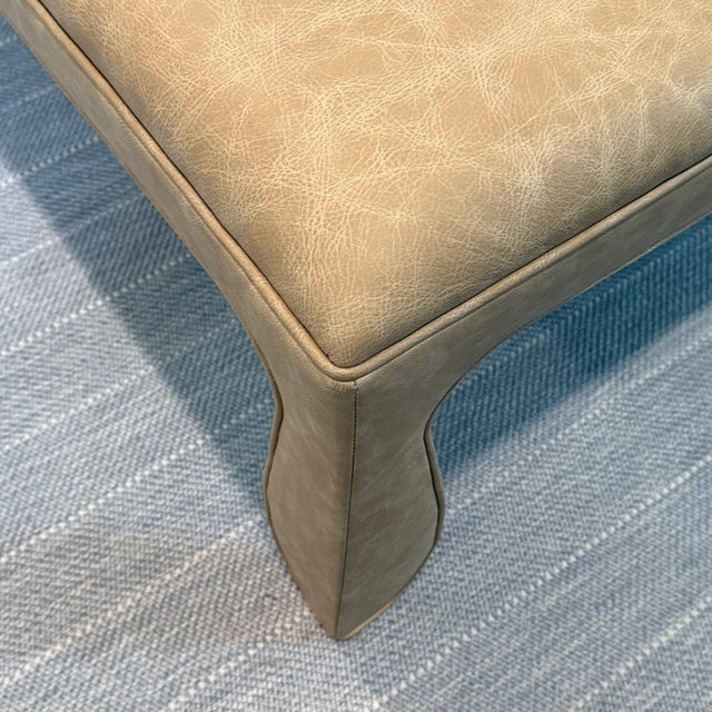 Large Square Leather Gidget Ottoman For Sale - Image 9 of 12