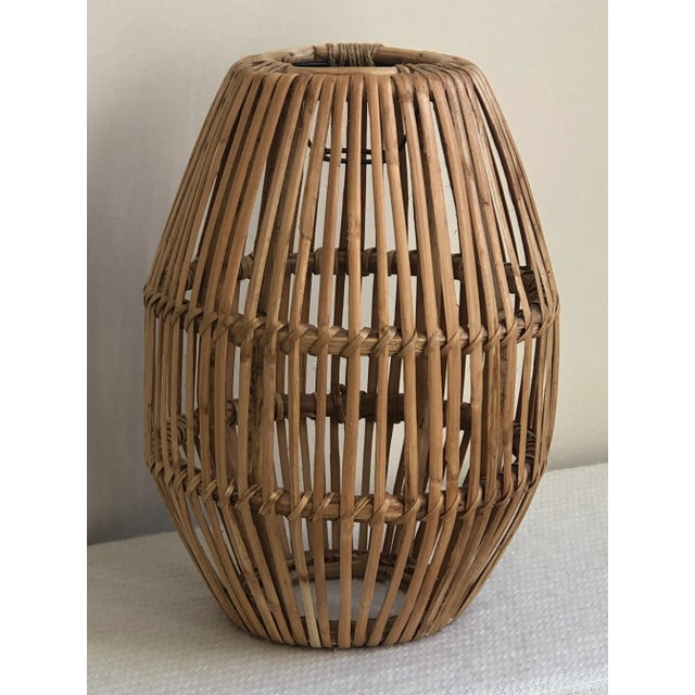 Vintage Boho Rattan Pendant Light Shade For Sale - Image 11 of 11