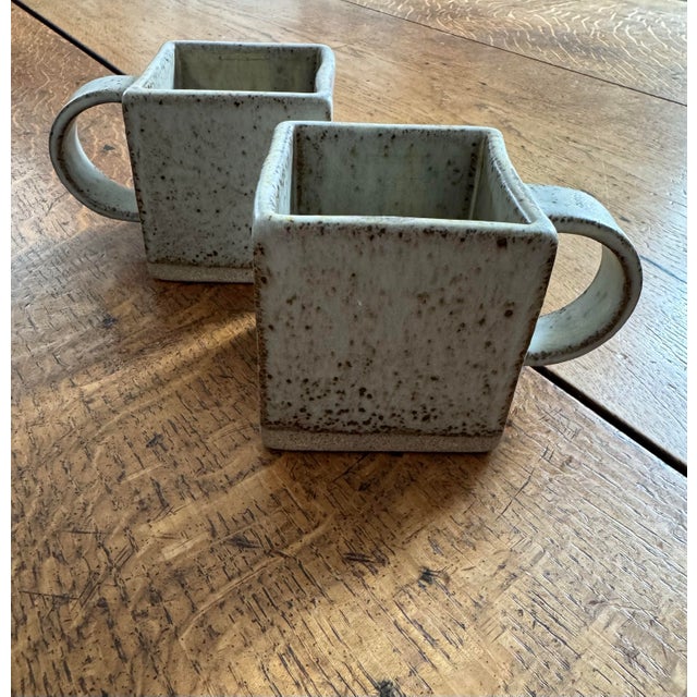 Sand Tom Butcher Ceramics Square Stoneware Mugs - Set of 2 For Sale - Image 8 of 9