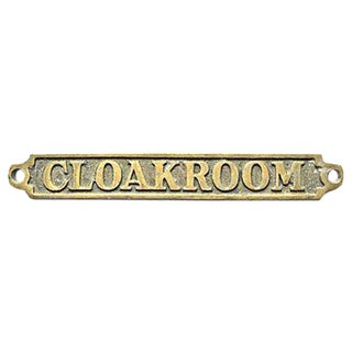 British 'Cloakroom' Brass Plaque For Sale
