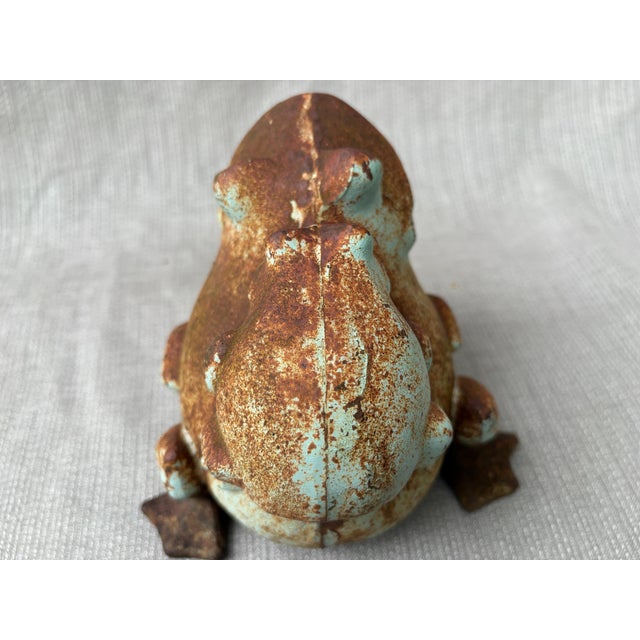 1980s Vintage Cast Iron Frog Doorstop Garden Ornament For Sale - Image 5 of 12