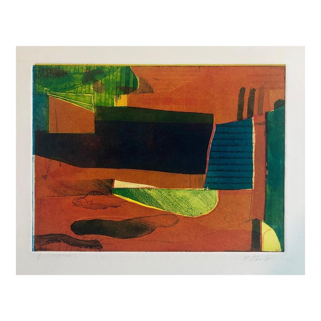 Pierre Obando, Abstract Modernist Colorful Bold Monoprint Monotype Painting Print Pierre Obando, 1997 For Sale