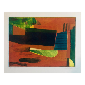 Pierre Obando, Abstract Modernist Colorful Bold Monoprint Monotype Painting Print Pierre Obando, 1997
