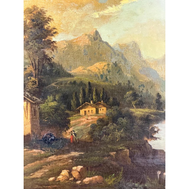 Atmospheric romantic landscape painting signed G. Wynant, created in Europe in the second half of the 19th century. The...
