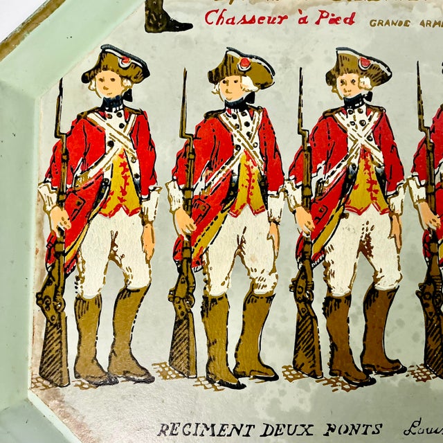 1940s Vintage French Empire Boho Chic Foot Riflemen Regiment Metal Tray. For Sale - Image 6 of 15