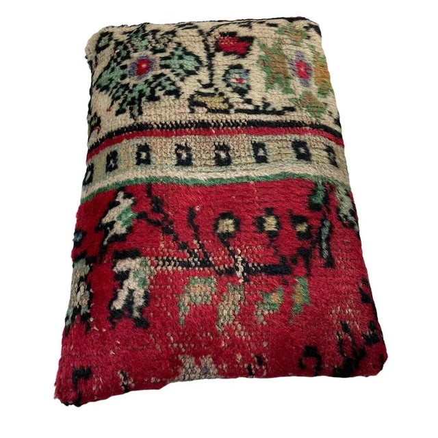 Vintage Handmade Rug Cushion Cover For Sale - Image 6 of 11