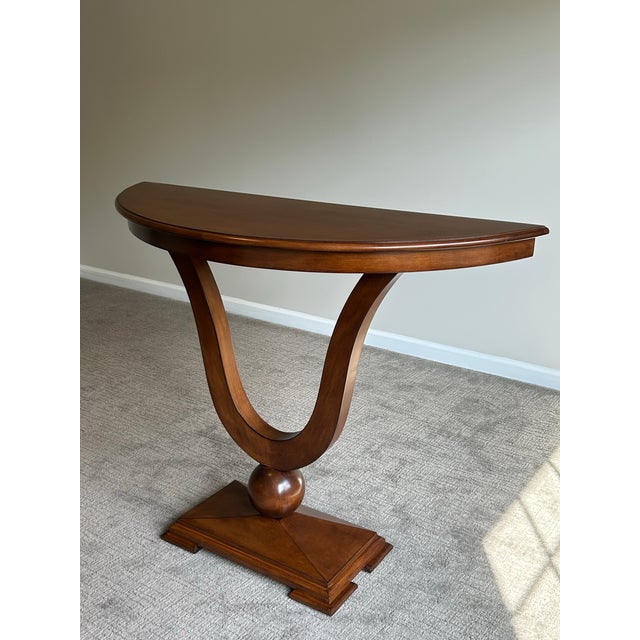 Neoclassical Pair of Attributed J. Alexander Sardinia Neoclassical Demi-Lune Console Tables For Sale - Image 3 of 9