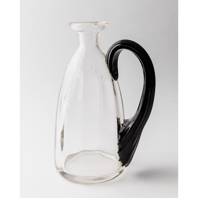 Vintage Italian Clear Murano Glass Vase or Pitcher with Curved Handle, 1930s For Sale - Image 9 of 11