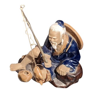 Vintage Chinese Mud Man Figurine Purchased in Vietnam For Sale