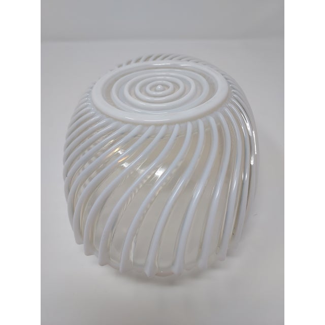 A.j. Beatty Early American Pattern Glass Opalescent White Ribbed Swirl Folded Bowl Circa 1889 For Sale - Image 9 of 11
