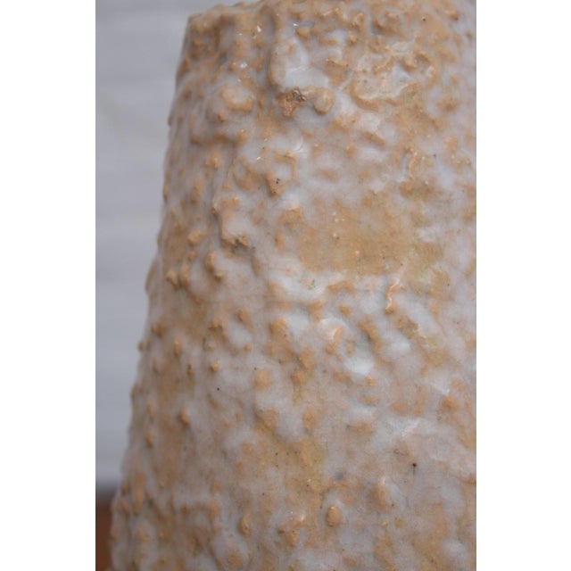 Beige 1950s Studio Made Textured Ceramic Lamp For Sale - Image 8 of 13