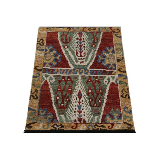 As Inspired by tribal and Caucasian rugs, this 2x3 modern architectural rug from our Burano collection is hand knotted in...