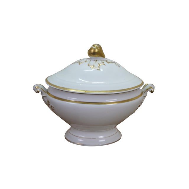 Impressive lot of Antique 19th century French Limoges serving pieces by Haviland & Co featuring gold acanthus leaf...