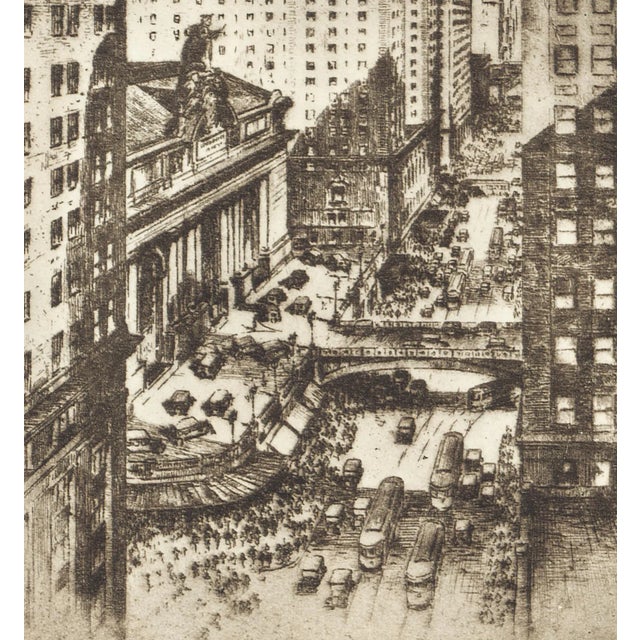 Anton Schutz "Midtown Canyon" (42nd Street, Chrysler Building) 1939 New York Etching by Anton Schutz For Sale - Image 4 of 7