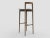 Contemporary Modern Linea 632 Grey Bar Chair in Green Leather and Walnut Wood by Collector Studio For Sale - Image 3 of 5