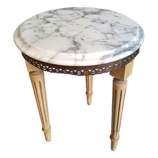 1950s Marble Top Side Table For Sale