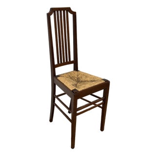 Federal Revival Inlaid Wood Rush Seat Side Chair, Vintage For Sale