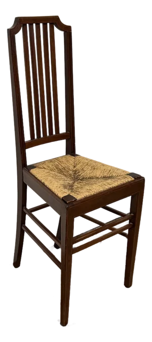 Federal Revival Inlaid Wood Rush Seat Side Chair, Vintage
