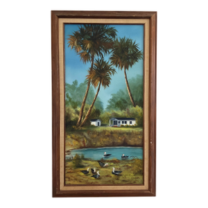 Large Vintage Florida Landscape Painting by M. Winslow