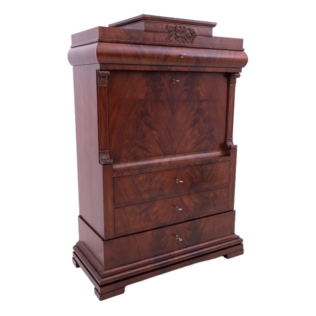 Antique Walnut Secretary, Northern Europe, 1880s For Sale
