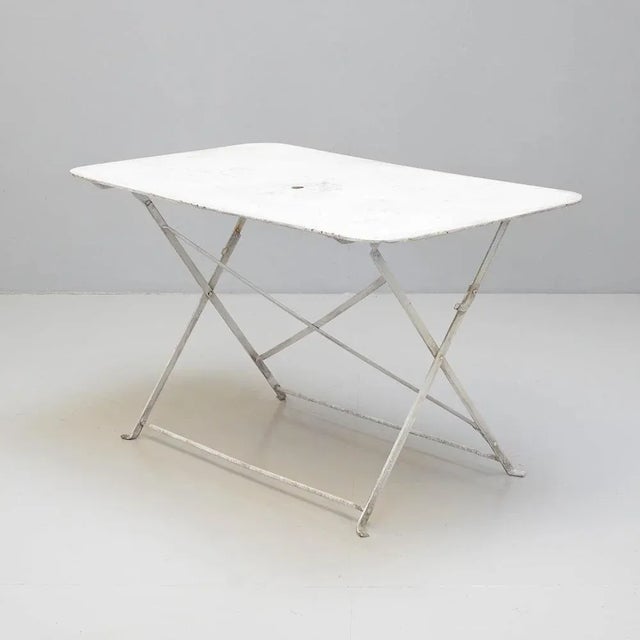 White Rectangular Folding Garden Table, 1930s For Sale - Image 8 of 8