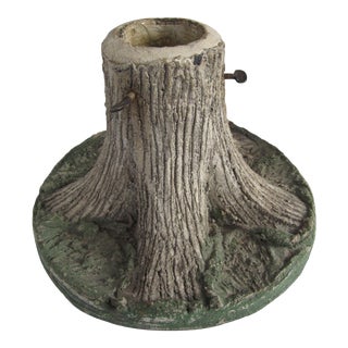 Antique Faux Bois Carved Concrete Christmas Tree Stand For Sale