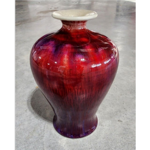 Stunning Marked Chinese Jingdezhen Oxblood Flambe Vase For Sale - Image 9 of 13