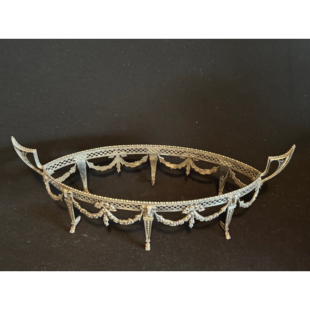 Metal 19th C French Louis XVI Silver Jardinière Bowl W/ Blue Glass For Sale - Image 7 of 10