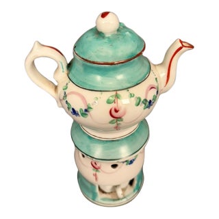 19th-Century French Individual Teapot With Warming Base - 3 pcs For Sale