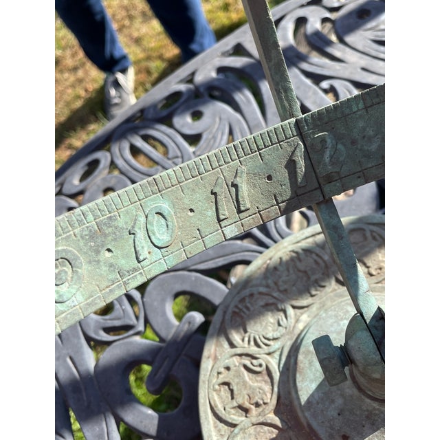 Metal Vintage Verdigris Iron Sundial For Sale - Image 7 of 15