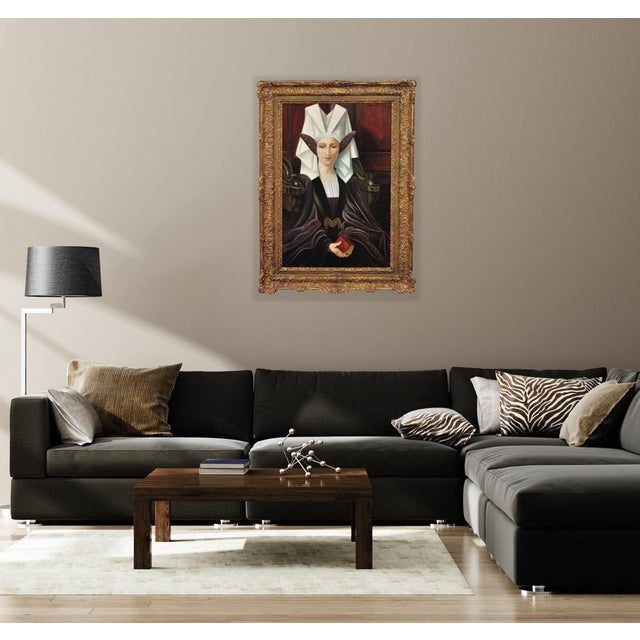 After Edgard Maxence, Liturgical Costume, 1910s, Oil on Canvas For Sale - Image 12 of 18