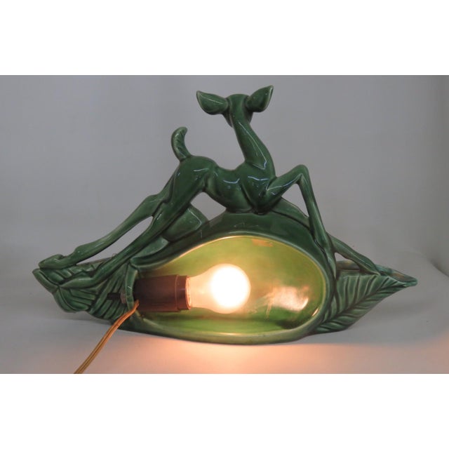 1950s Mid Century Modern Phil Mar Deer Tv Lamp Planter Green Ceramic Works 4501b For Sale - Image 14 of 15