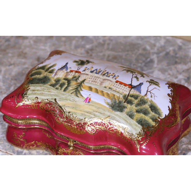 Early 20th Century French Sevres Gilt Ormolu and Porcelain Jewelry Table Box For Sale - Image 4 of 13