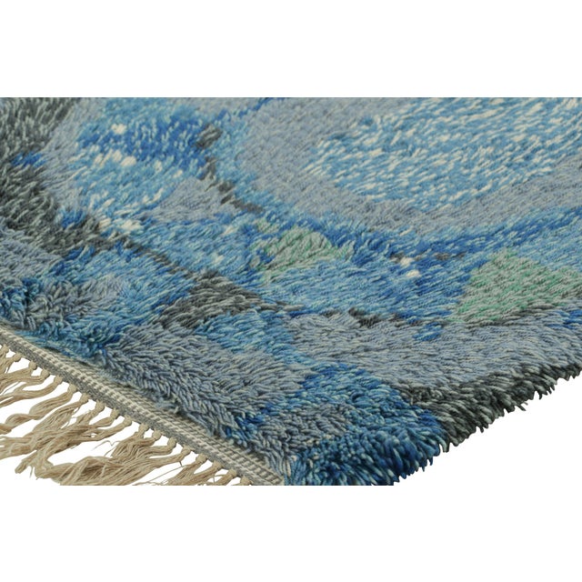 Textile Vintage Swedish Rug in Blue and Gray With Geometric Pattern | Rug & Kilim For Sale - Image 7 of 8