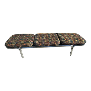 Midcentury 1970s Three-Seat Bench in Tubular Chrome, Attributed to Brian Kane for Metropolitan